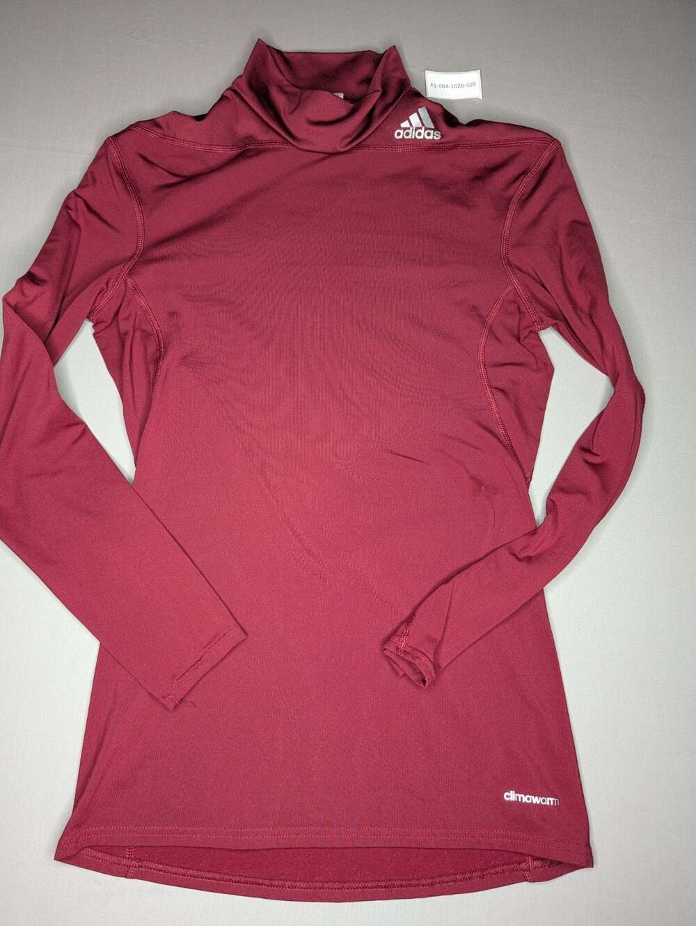 Adidas Womens Climawarm Techfit Mock Neck Long Sleeve Shirt Maroon Size Medium M